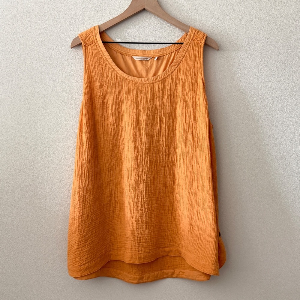 SOFT SURROUNDINGS Women Top 2X Boho Coastal Gauze Textured Sleeveless Relaxed